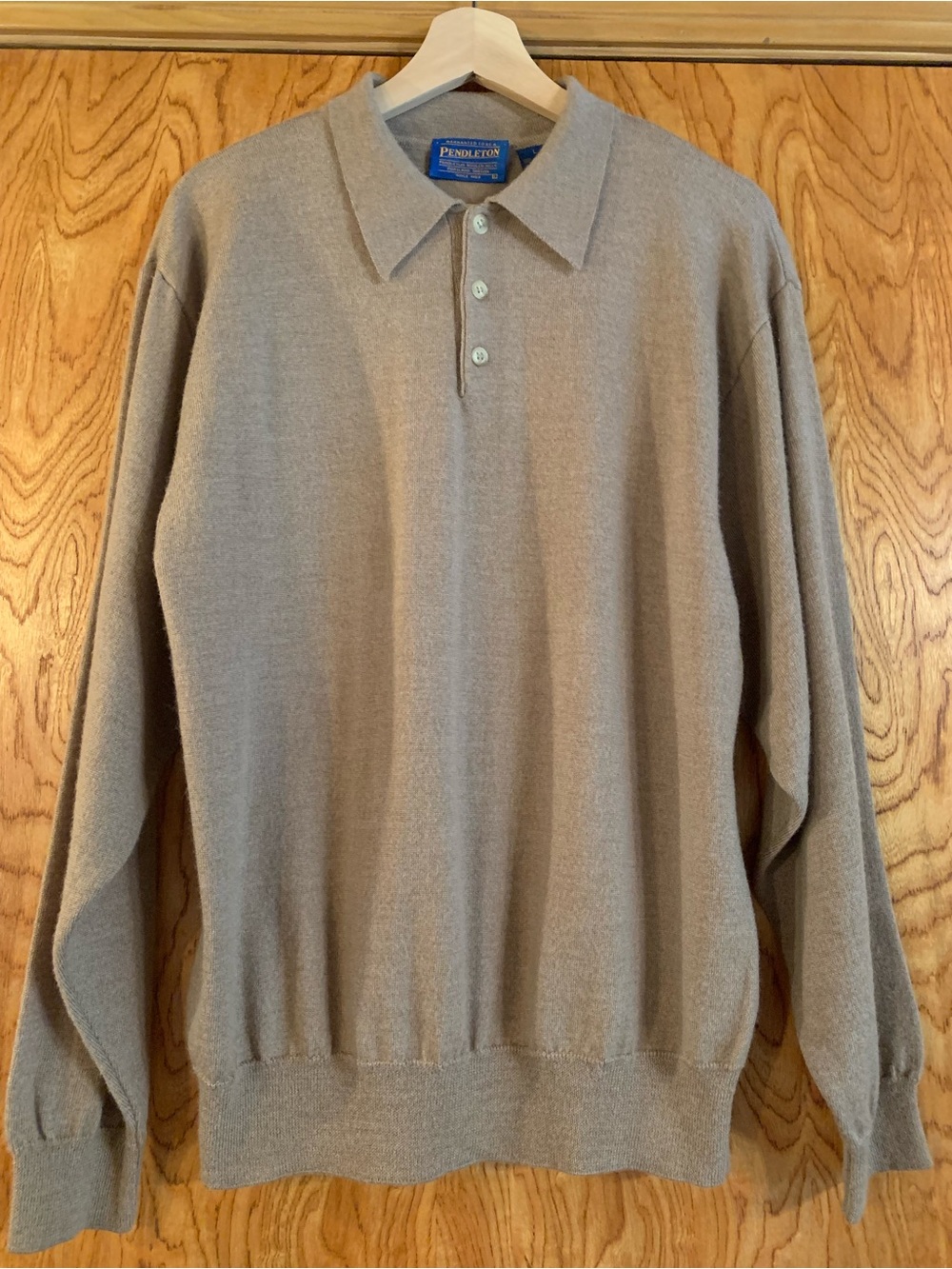 Pendleton Neutral Beige Polo Italian Morino Wool Sweater